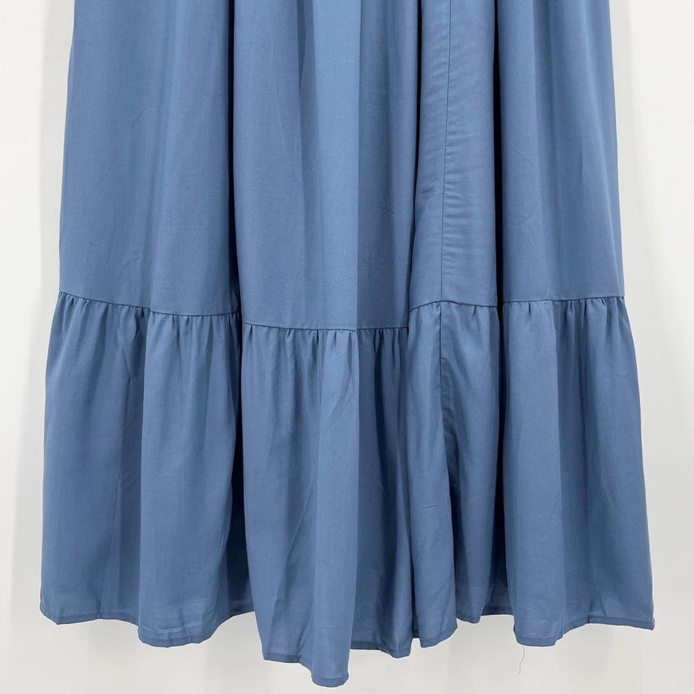 NWT Torrid Blue Maxi Challis Ruffle Strap Tiered Dress w/Pockets Size 1X - Picture 7 of 12